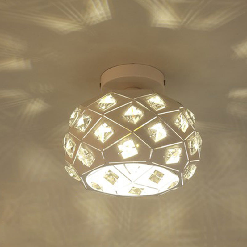 Plafón de techo redondo para pasillo, luz empotrada de cristal, estilo nórdico, 1 luz, color blanco