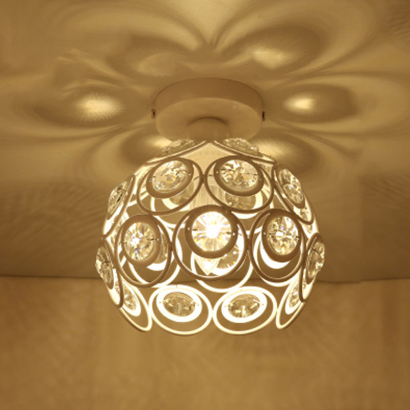 Plafón de techo redondo para pasillo, luz empotrada de cristal, estilo nórdico, 1 luz, color blanco