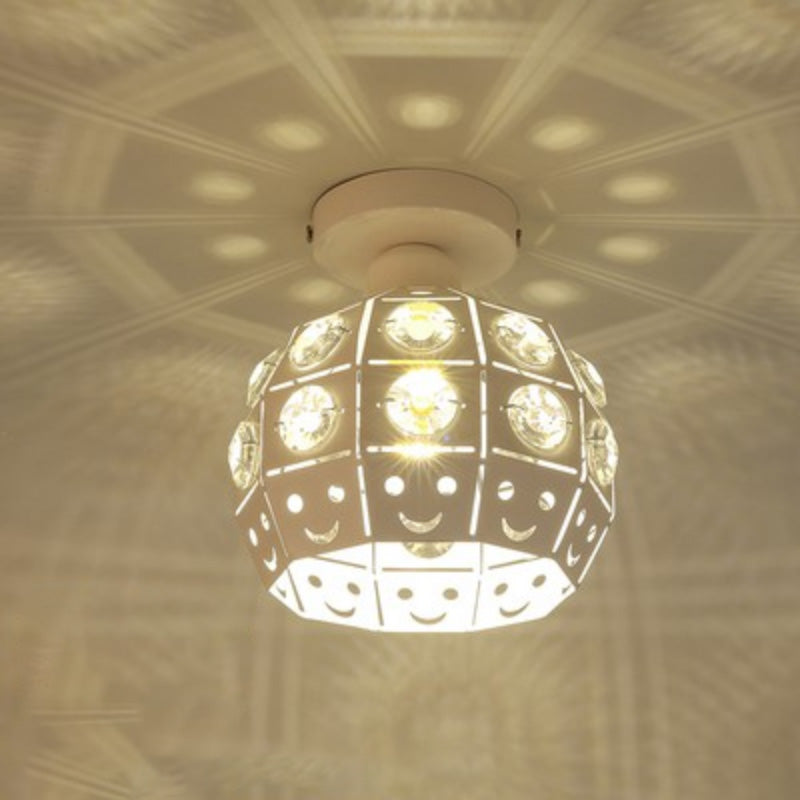Plafón de techo redondo para pasillo, luz empotrada de cristal, estilo nórdico, 1 luz, color blanco