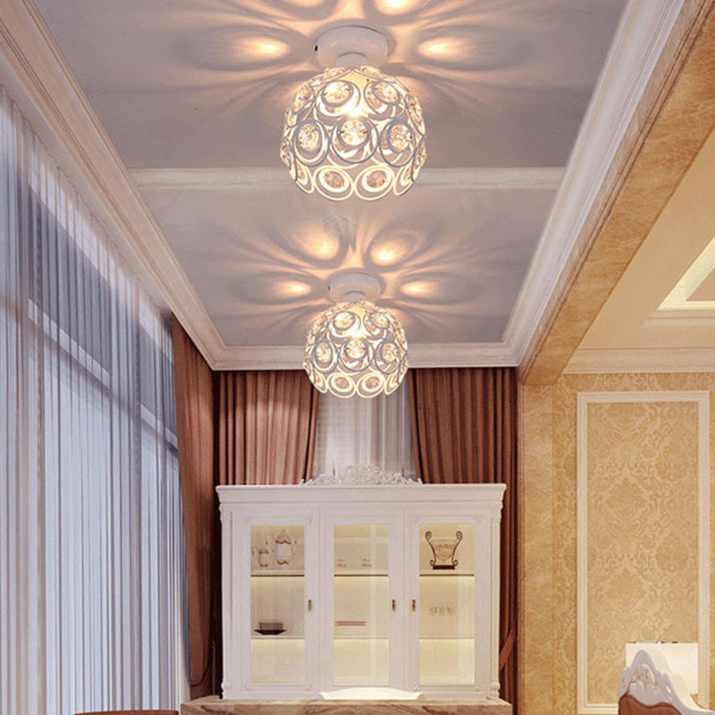 Plafón de techo redondo para pasillo, luz empotrada de cristal, estilo nórdico, 1 luz, color blanco