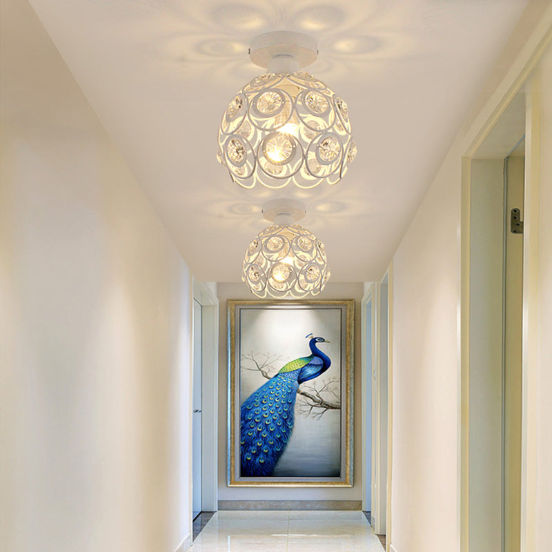 Plafón de techo redondo para pasillo, luz empotrada de cristal, estilo nórdico, 1 luz, color blanco