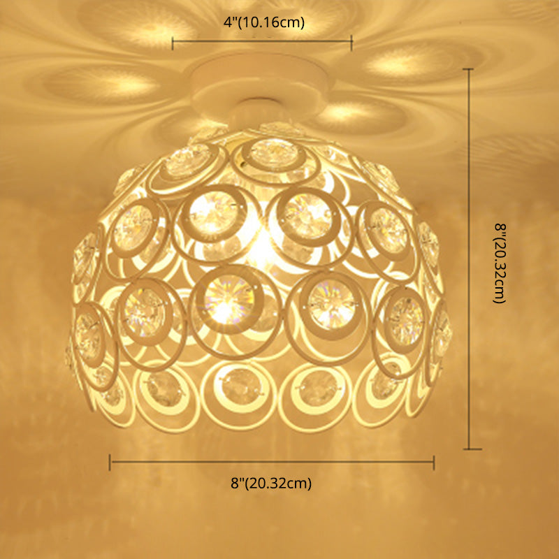 Plafón de techo redondo para pasillo, luz empotrada de cristal, estilo nórdico, 1 luz, color blanco