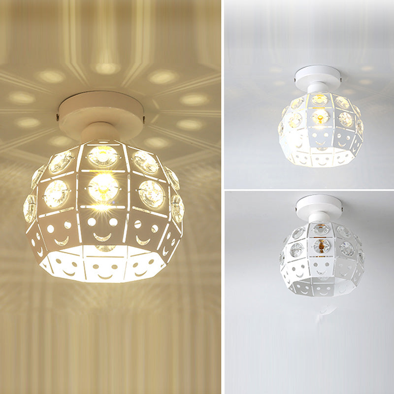 Plafón de techo redondo para pasillo, luz empotrada de cristal, estilo nórdico, 1 luz, color blanco