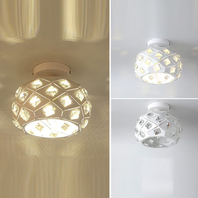 Plafón de techo redondo para pasillo, luz empotrada de cristal, estilo nórdico, 1 luz, color blanco