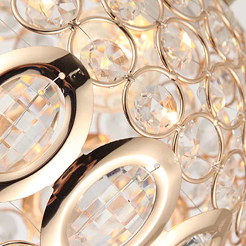 Gold Dome Shade Flush Ceiling Light Contemporary 1 Bulb Crystal Flush Light for Corridor