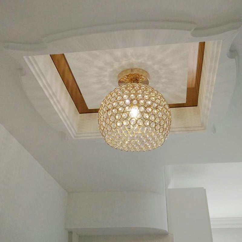 Lámpara de techo moderna de 1 luz con montaje empotrado de cúpula de cristal para pasillo