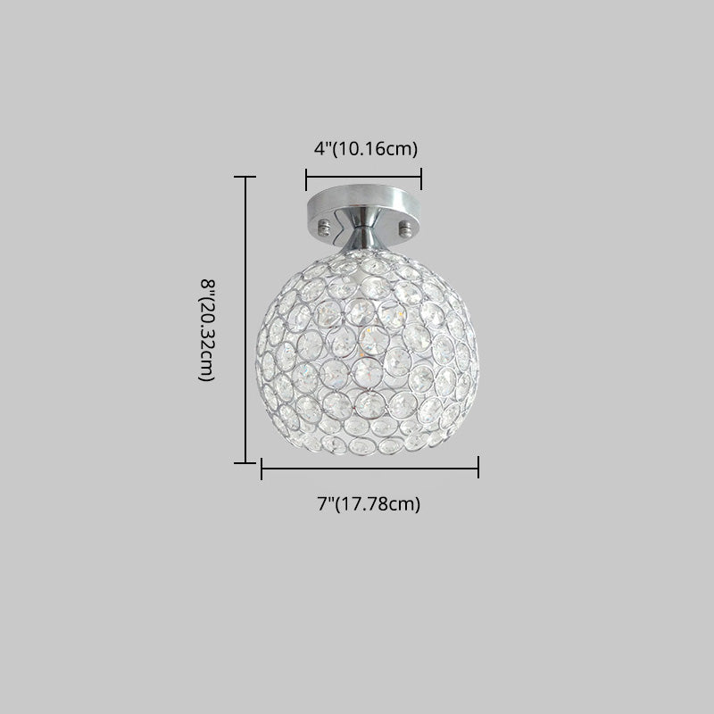 Lámpara de techo moderna de 1 luz con montaje empotrado de cúpula de cristal para pasillo