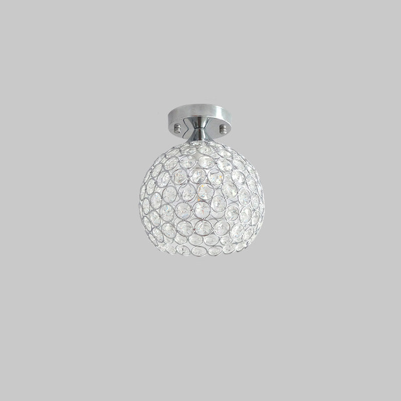 Lámpara de techo moderna de 1 luz con montaje empotrado de cúpula de cristal para pasillo