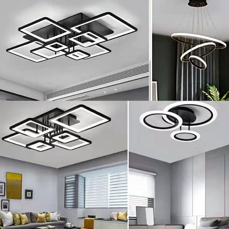 Contemporary Metal Flush Mount Ceiling Light Fixture for Living Room Bedroom