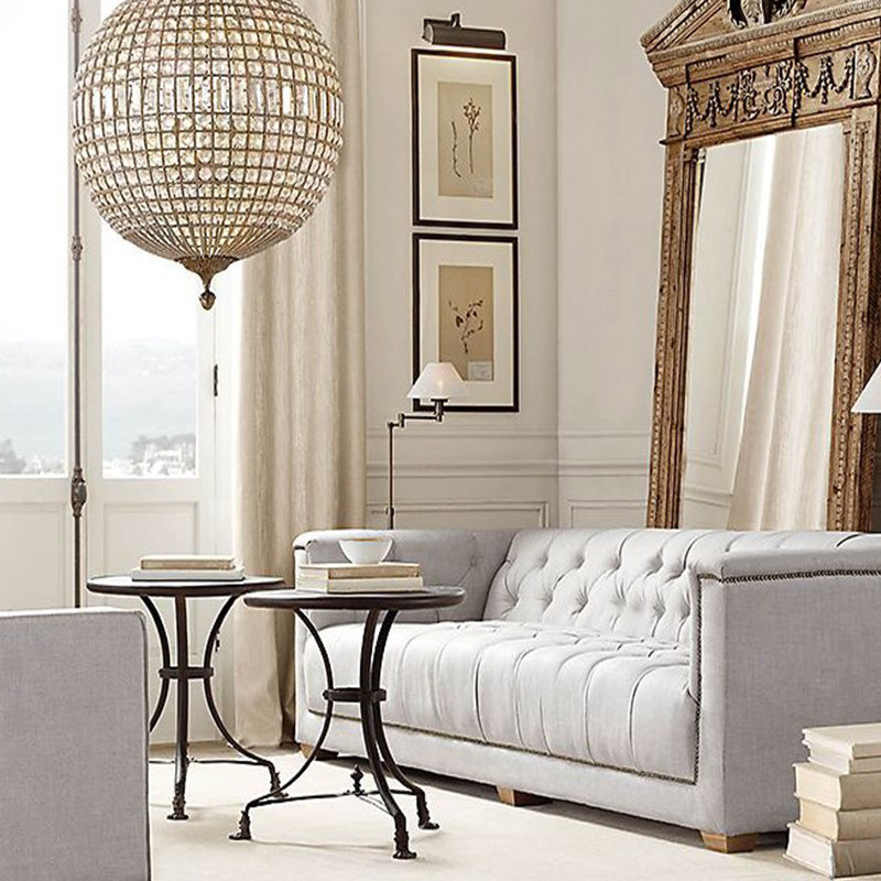 Brass Finish Globe Pendant Lighting Fixture Simple Style Crystal Chandelier for Bedroom