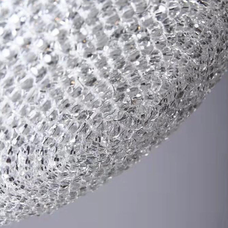 Silver Spherical Chandelier Lighting Minimalist 1-Light Crystal Suspension Lamp