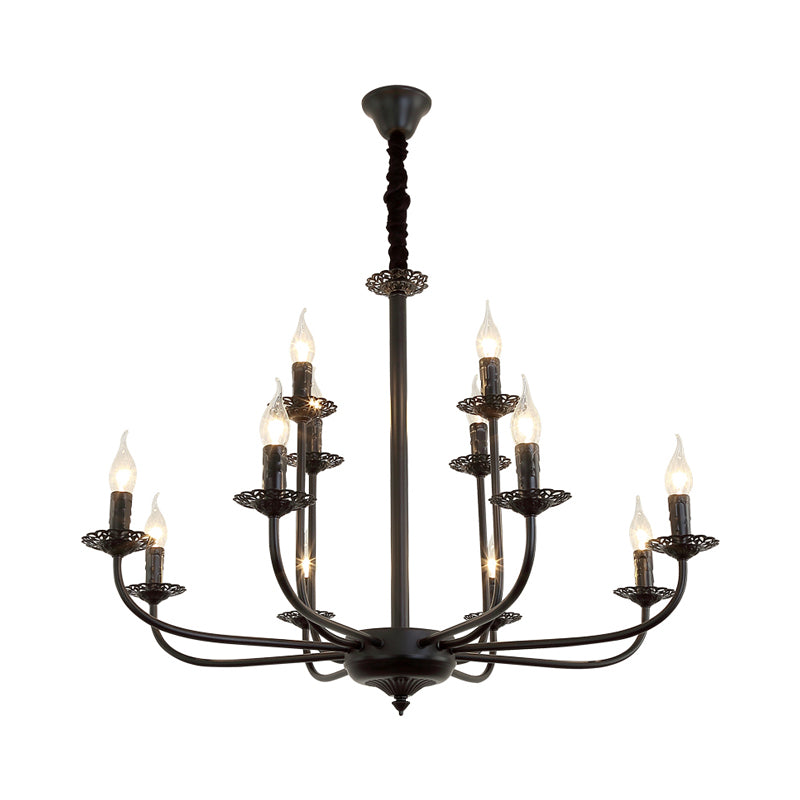 9 luci a sospensione Light Candele classico Candele il lampadario appeso in nero per soggiorno