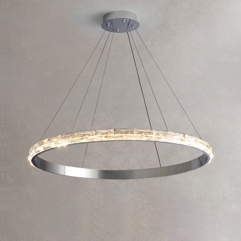 Silver Simplicity Chandelier Crystal Hanging Lamp for Living Room Dinning Room