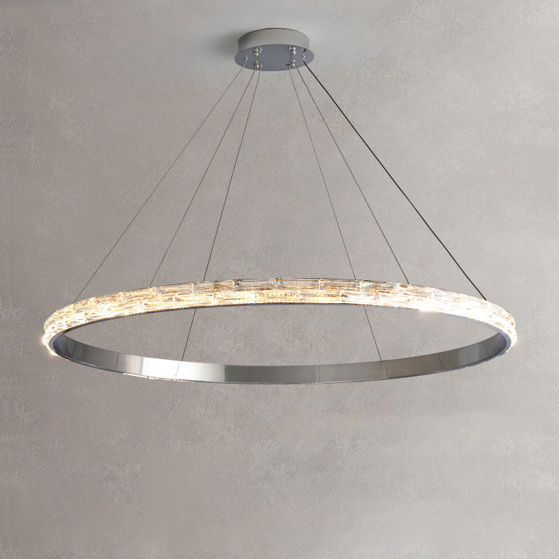 Silver Simplicity Chandelier Crystal Hanging Lamp for Living Room Dinning Room