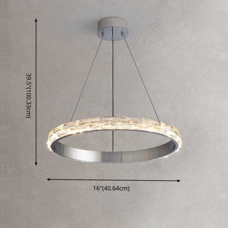 Silver Simplicity Chandelier Crystal Hanging Lamp for Living Room Dinning Room