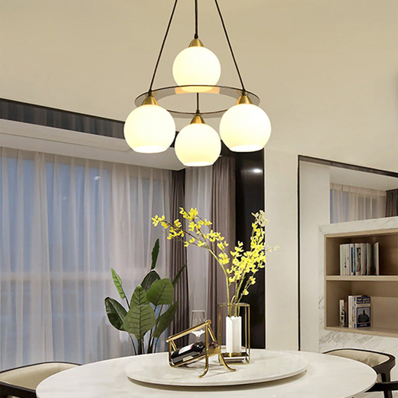 Lampada lampadina a globo Illuminazione a sospensione moderna in vetro bianco per il ristorante