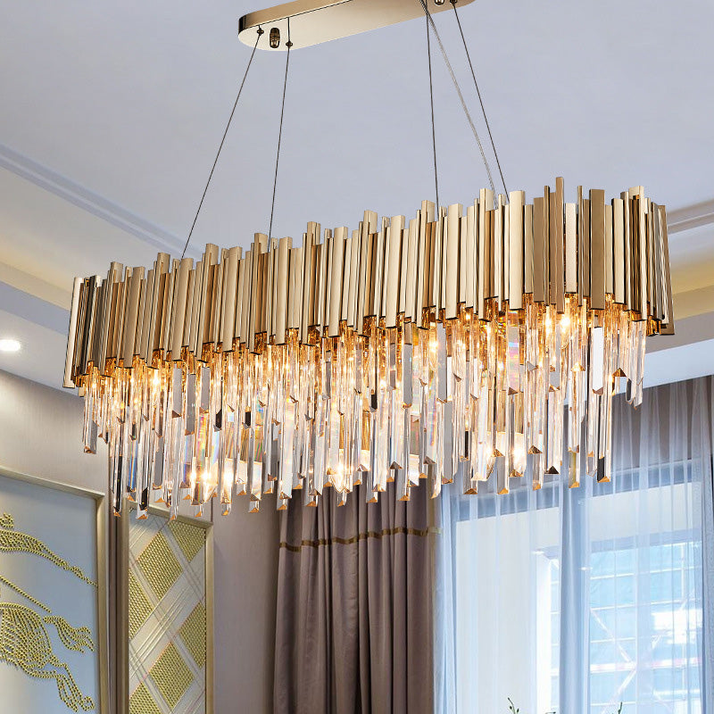 Crystal Pendant Light in Gold Postmodern Chandelier Light Fixture for Living Room Hotels