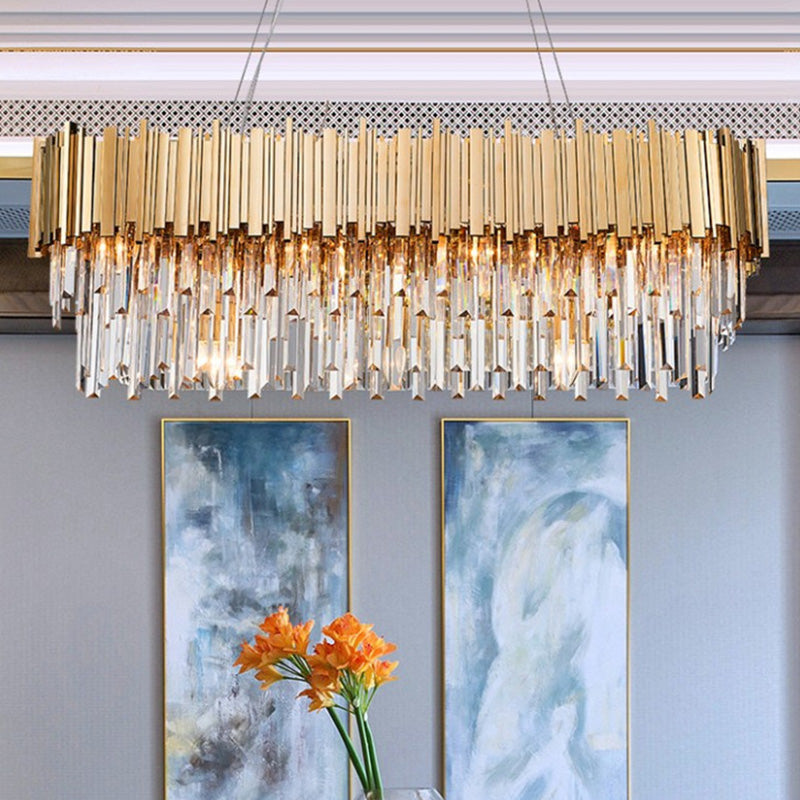 Crystal Pendant Light in Gold Postmodern Chandelier Light Fixture for Living Room Hotels