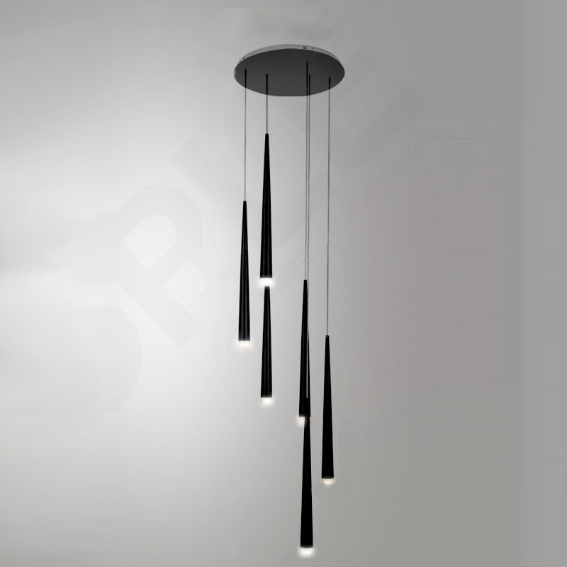 Stairs Pendant Light Fixture Metal Line Shape Modern Style Multiple Hanging Light