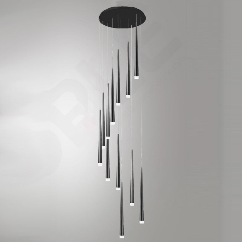 Stairs Pendant Light Fixture Metal Line Shape Modern Style Multiple Hanging Light