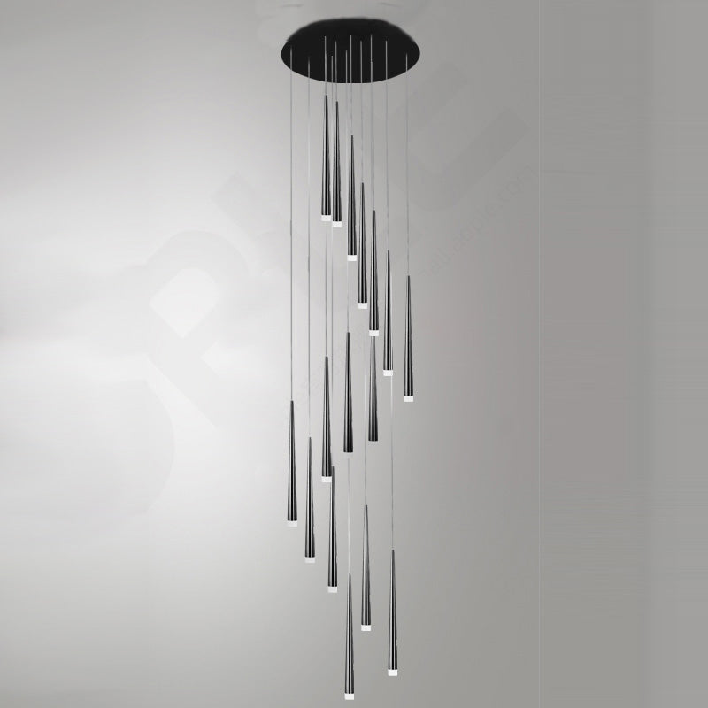 Stairs Pendant Light Fixture Metal Line Shape Modern Style Multiple Hanging Light