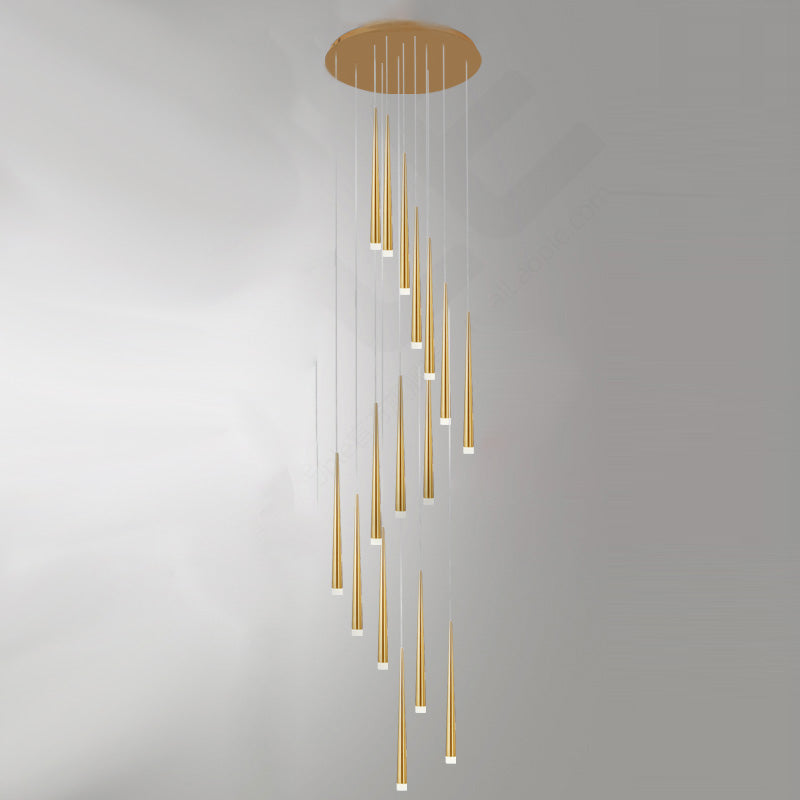 Stairs Pendant Light Fixture Metal Line Shape Modern Style Multiple Hanging Light