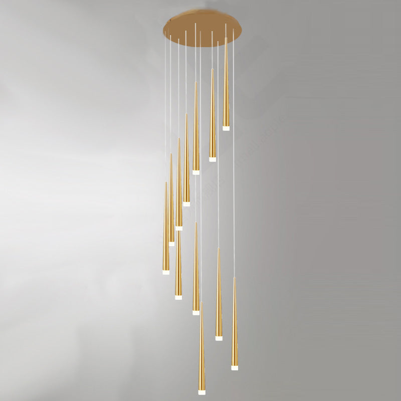 Stairs Pendant Light Fixture Metal Line Shape Modern Style Multiple Hanging Light