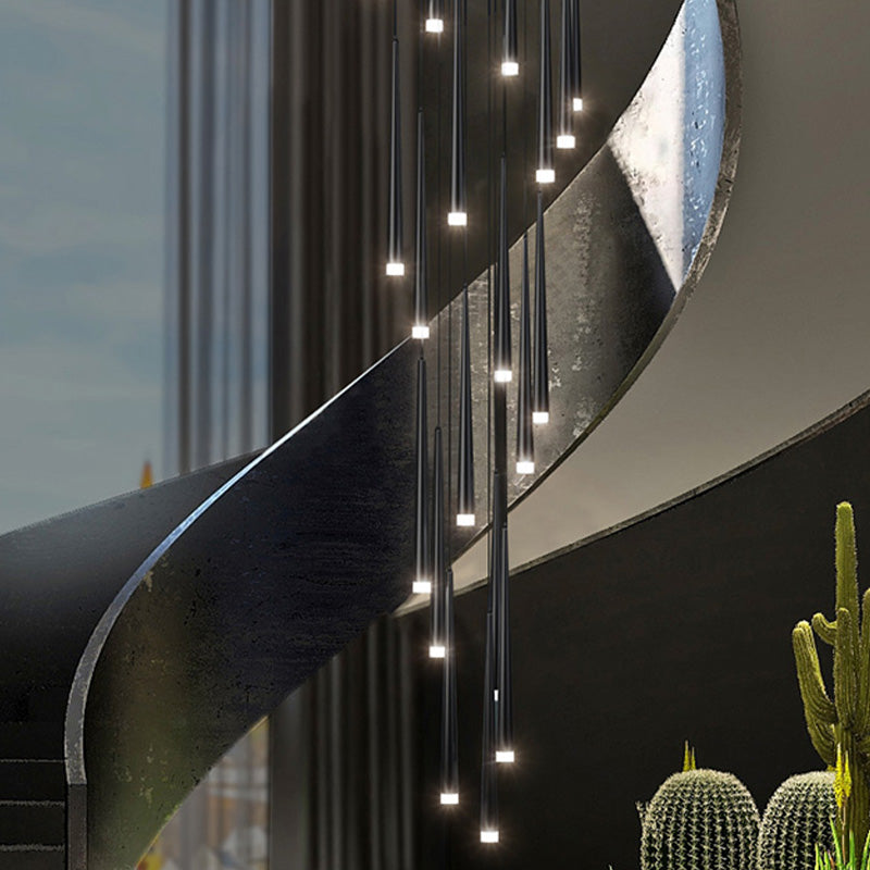 Stairs Pendant Light Fixture Metal Line Shape Modern Style Multiple Hanging Light