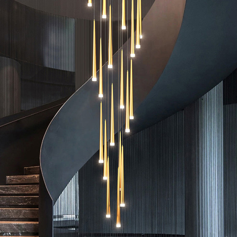 Stairs Pendant Light Fixture Metal Line Shape Modern Style Multiple Hanging Light