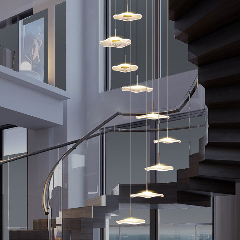Modern Special Shape Pendant Clear Acrylic Hanging Ceiling Light for Spiral Stair