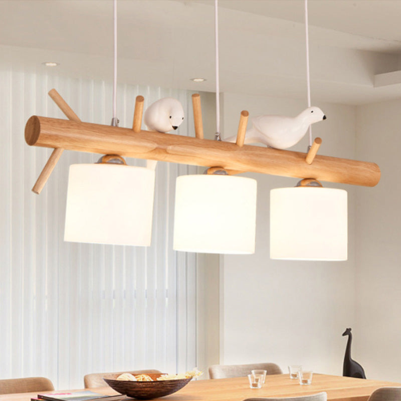 Luci del lampadario dell'isola cilindro moderni apparecchi di illuminazione lampadario in vetro con decorazione di uccelli