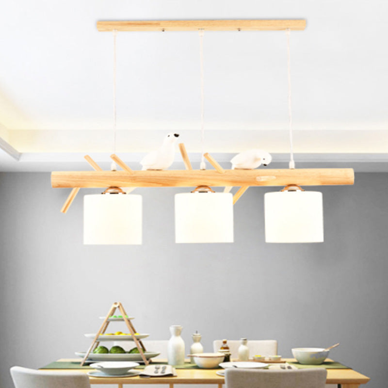 Luci del lampadario dell'isola cilindro moderni apparecchi di illuminazione lampadario in vetro con decorazione di uccelli