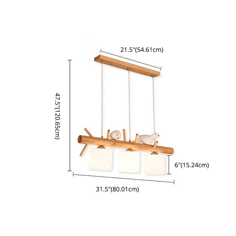 Luci del lampadario dell'isola cilindro moderni apparecchi di illuminazione lampadario in vetro con decorazione di uccelli