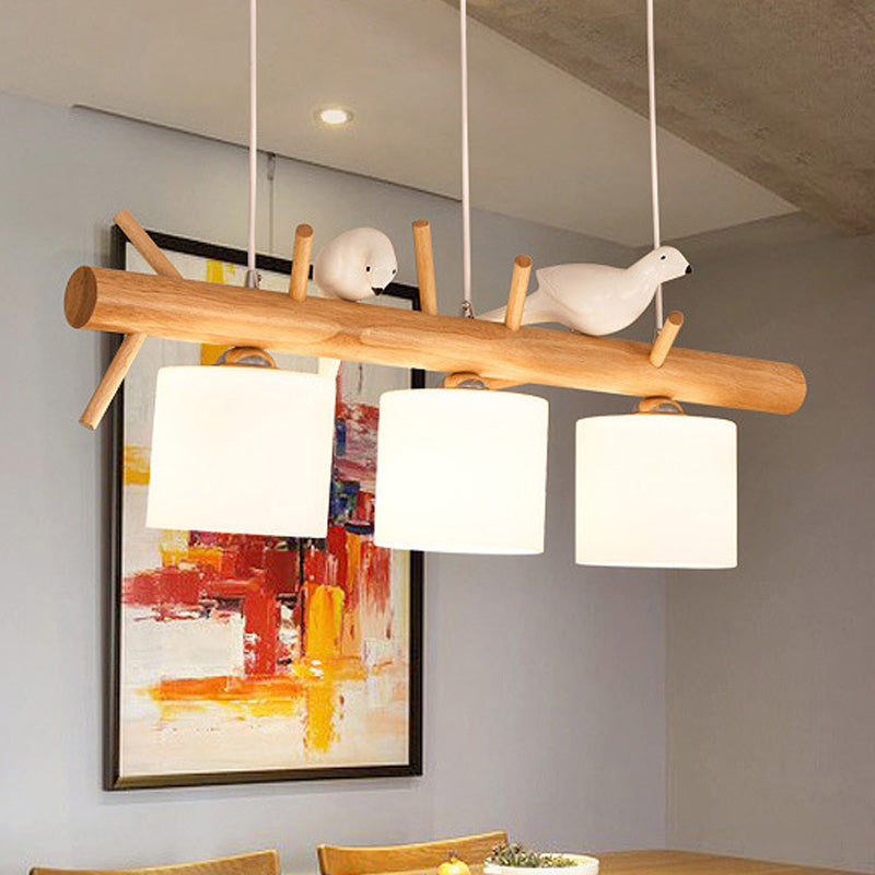 Luci del lampadario dell'isola cilindro moderni apparecchi di illuminazione lampadario in vetro con decorazione di uccelli