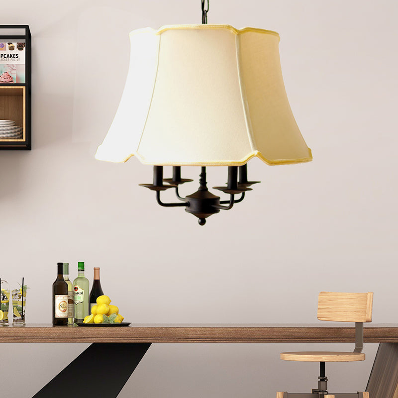 Lampadario a soffitto conico in tessuto Nordico in tessuto Nordico 4 luci Apparecchiatura bianca per camera da letto