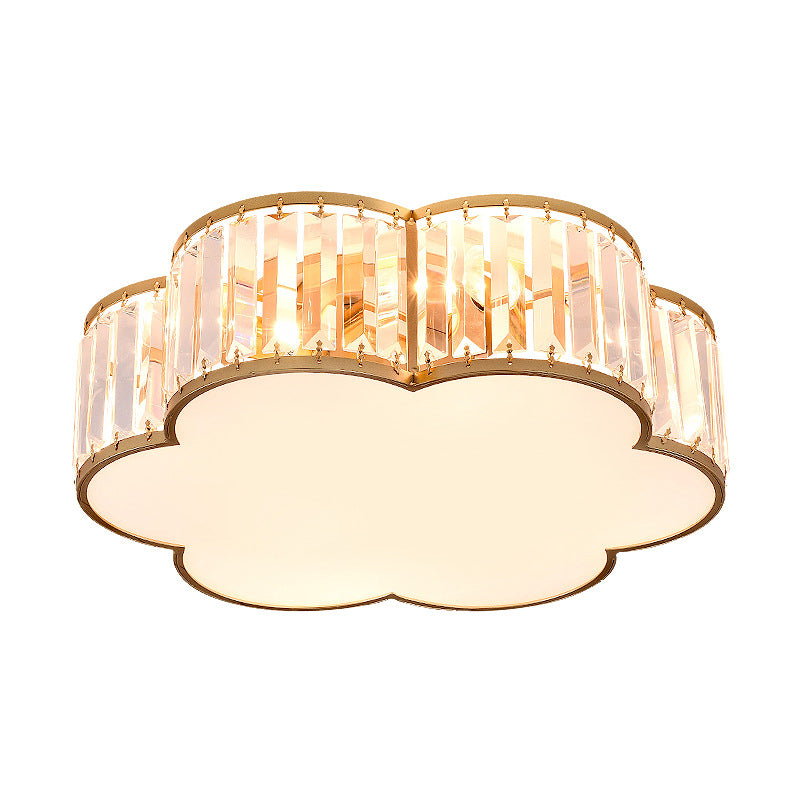 Colonical Luxuriöse Unterputz-Deckenleuchte aus Schmiedeeisen mit Kristallschirm