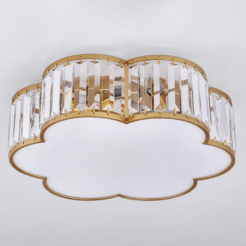 Colonical Luxuriöse Unterputz-Deckenleuchte aus Schmiedeeisen mit Kristallschirm