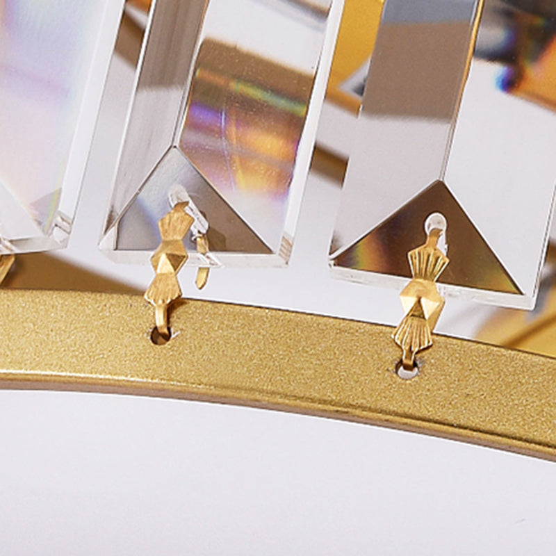 Colonical Luxuriöse Unterputz-Deckenleuchte aus Schmiedeeisen mit Kristallschirm