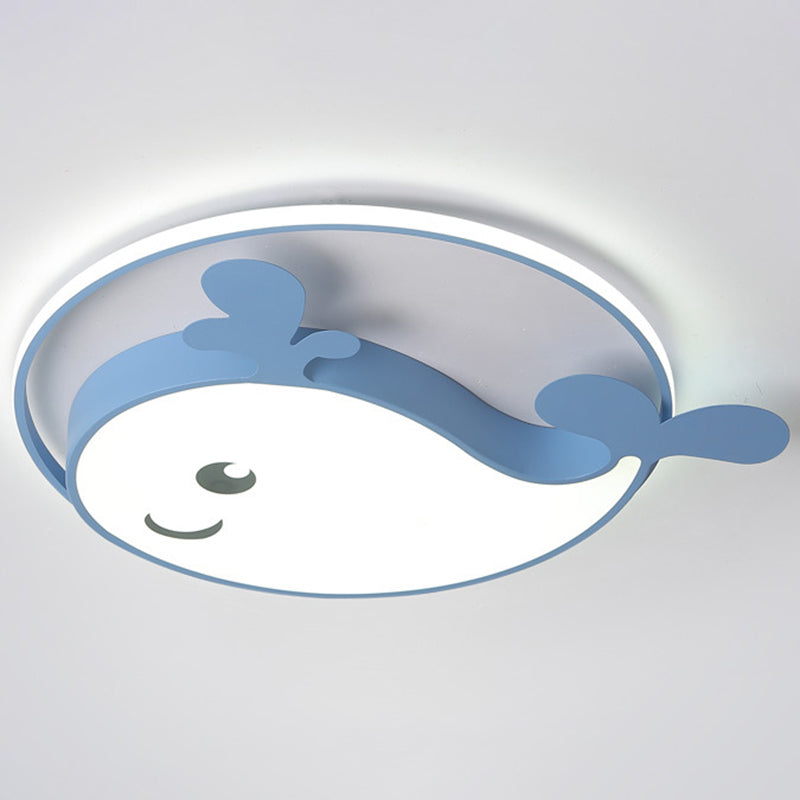 Accesorio de techo LED de delfín acrílico en soporte empotrado de hierro lacado de estilo creativo para niños para dormitorio