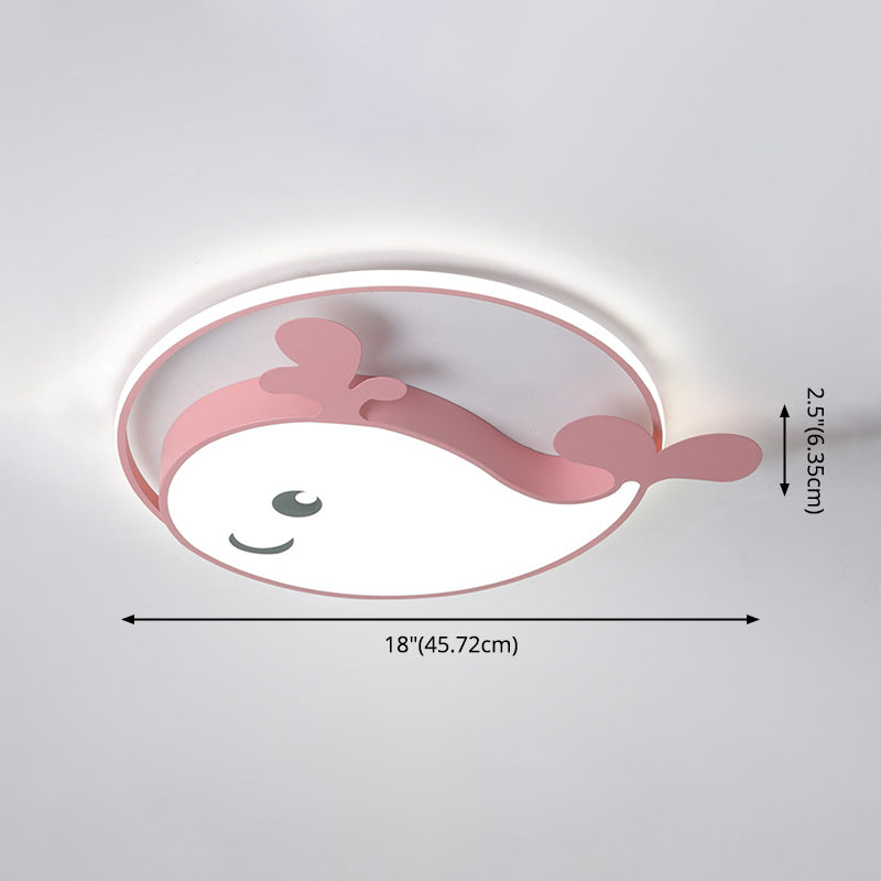 Accesorio de techo LED de delfín acrílico en soporte empotrado de hierro lacado de estilo creativo para niños para dormitorio