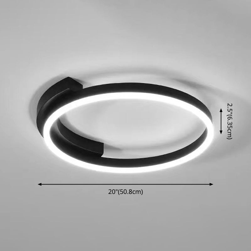 Modern Minimalist LED Ceiling Light Aluminium Circular Flush Mount with Acrylic Shade