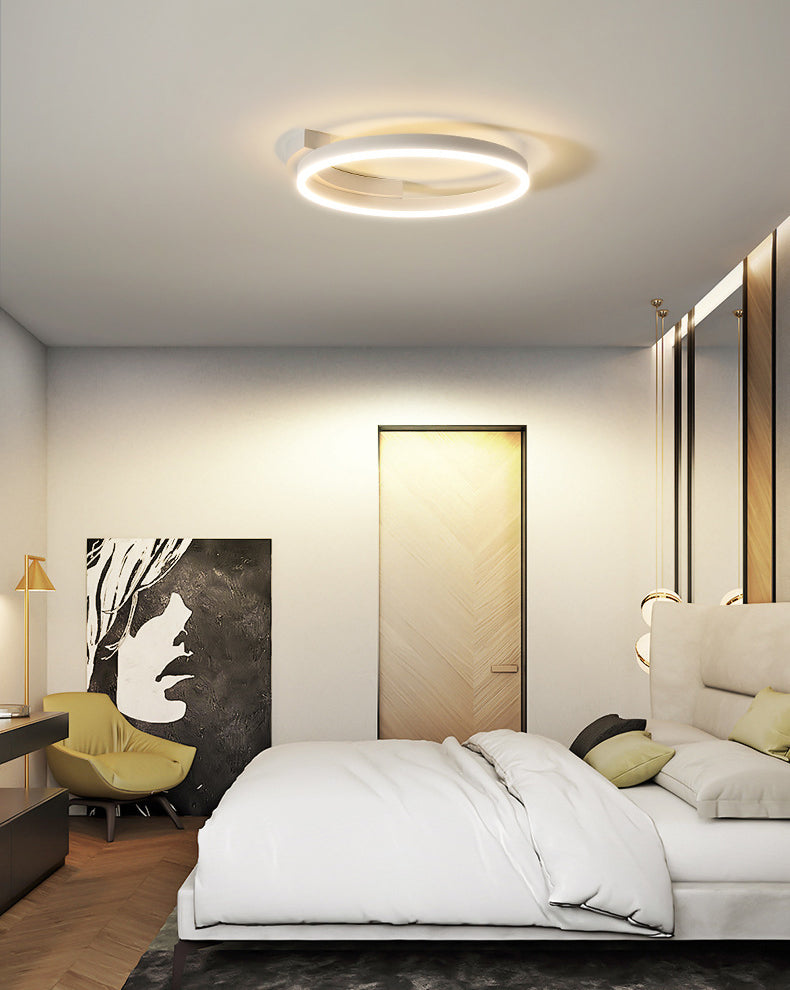 Modern Minimalist LED Ceiling Light Aluminium Circular Flush Mount with Acrylic Shade