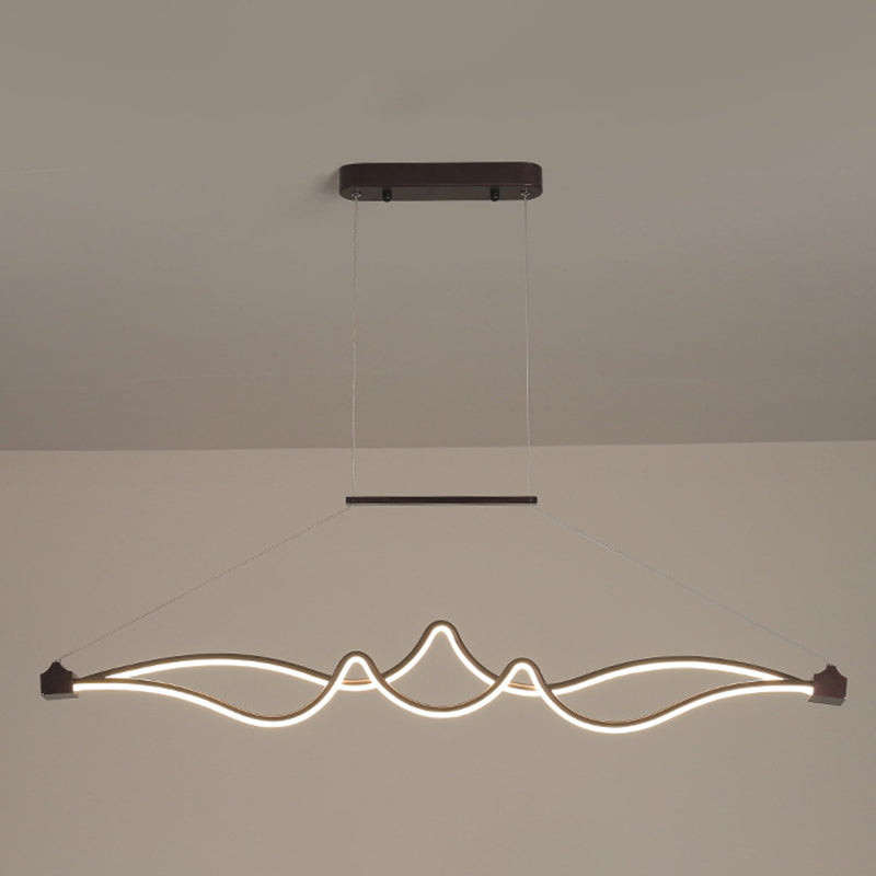 Espresso lineares LED -Insellicht im modernen prägnanten Aluminium -Anhänger Licht mit Acrylschatten
