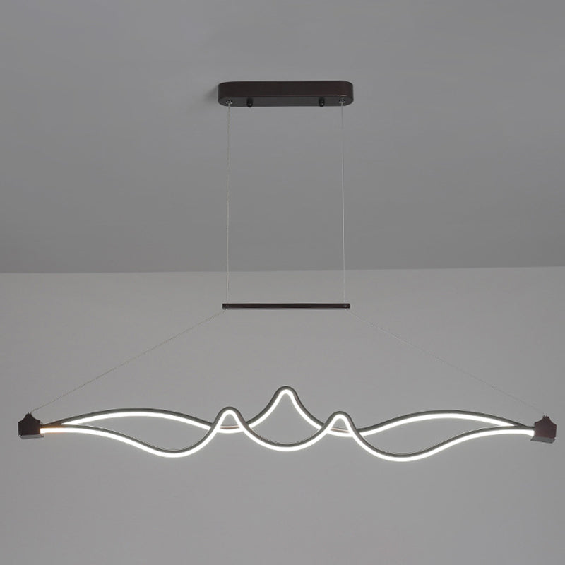 Espresso lineares LED -Insellicht im modernen prägnanten Aluminium -Anhänger Licht mit Acrylschatten