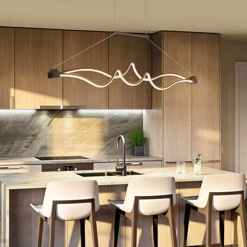 Espresso lineares LED -Insellicht im modernen prägnanten Aluminium -Anhänger Licht mit Acrylschatten