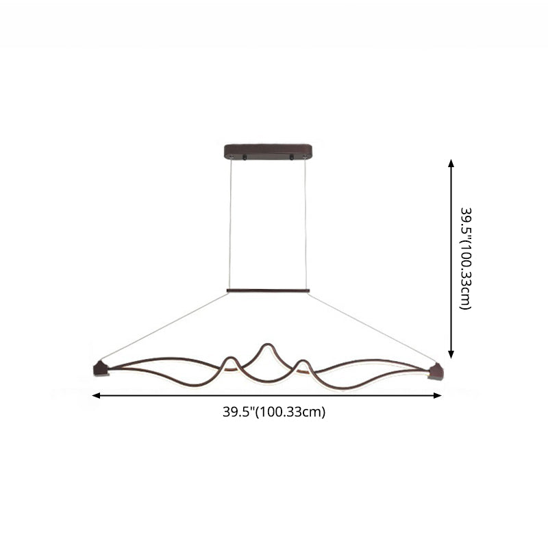 Espresso lineares LED -Insellicht im modernen prägnanten Aluminium -Anhänger Licht mit Acrylschatten