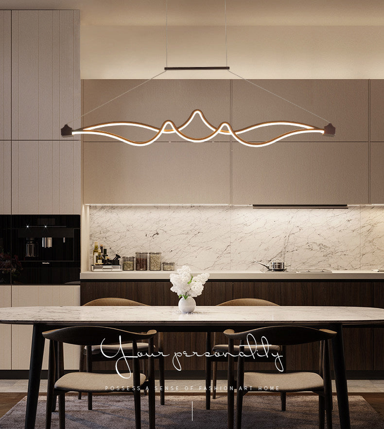 Espresso lineares LED -Insellicht im modernen prägnanten Aluminium -Anhänger Licht mit Acrylschatten