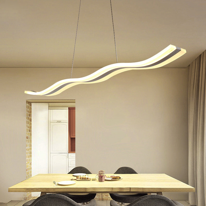 Acrylic White LED Island Light in Modern Concise Style Iron Linear Pendant Light for Dining Room