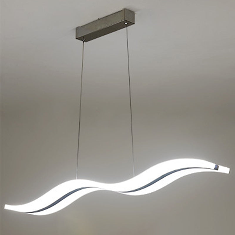 Acrylic White LED Island Light in Modern Concise Style Iron Linear Pendant Light for Dining Room