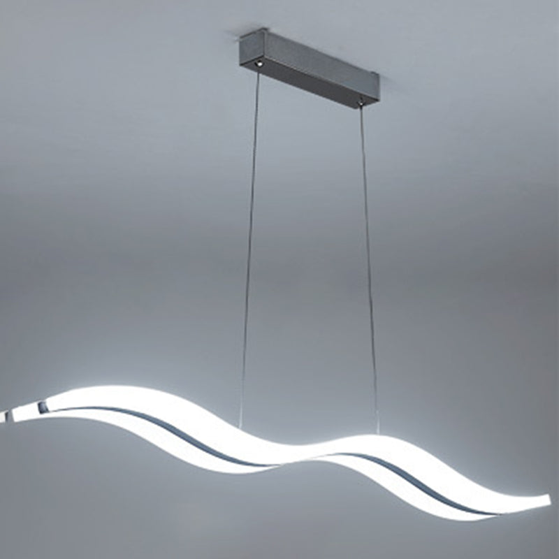 Acrylic White LED Island Light in Modern Concise Style Iron Linear Pendant Light for Dining Room